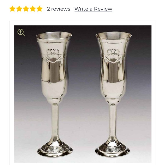 Mullingar Pewter Claddagh Champagne Flute Set NWOT in original Box - Picture 4 of 5